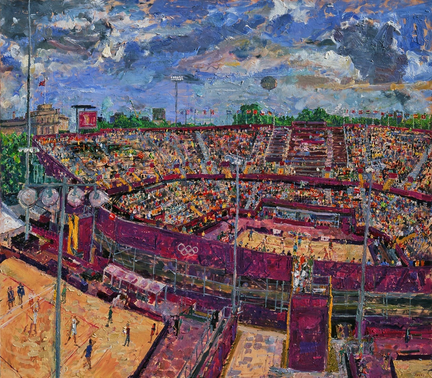 Beach volleyball painting from Horse Guards by Peter Spens