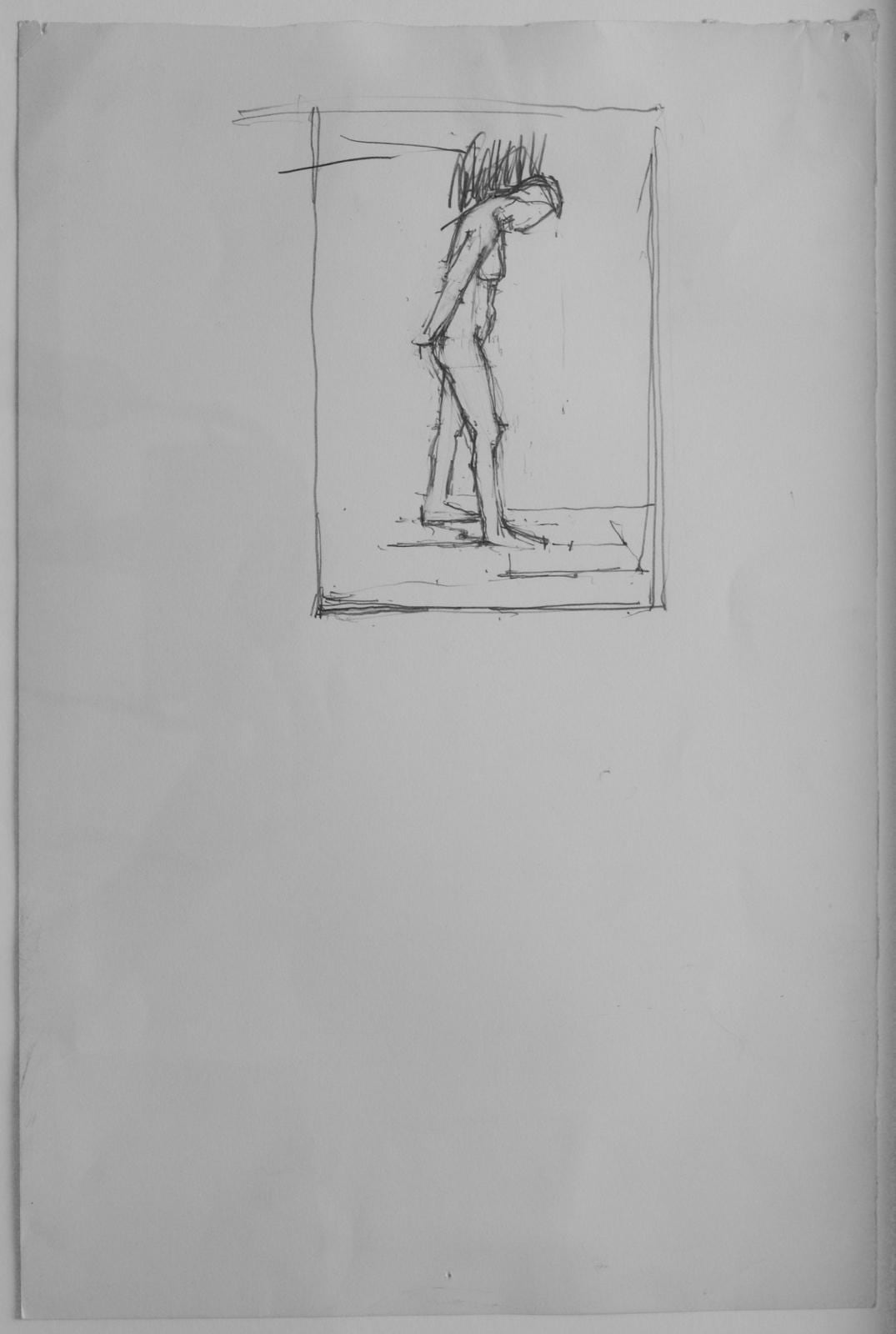 Euan Uglow (1932-2000), Standing nude, head bent forward, 37.5x25cm
