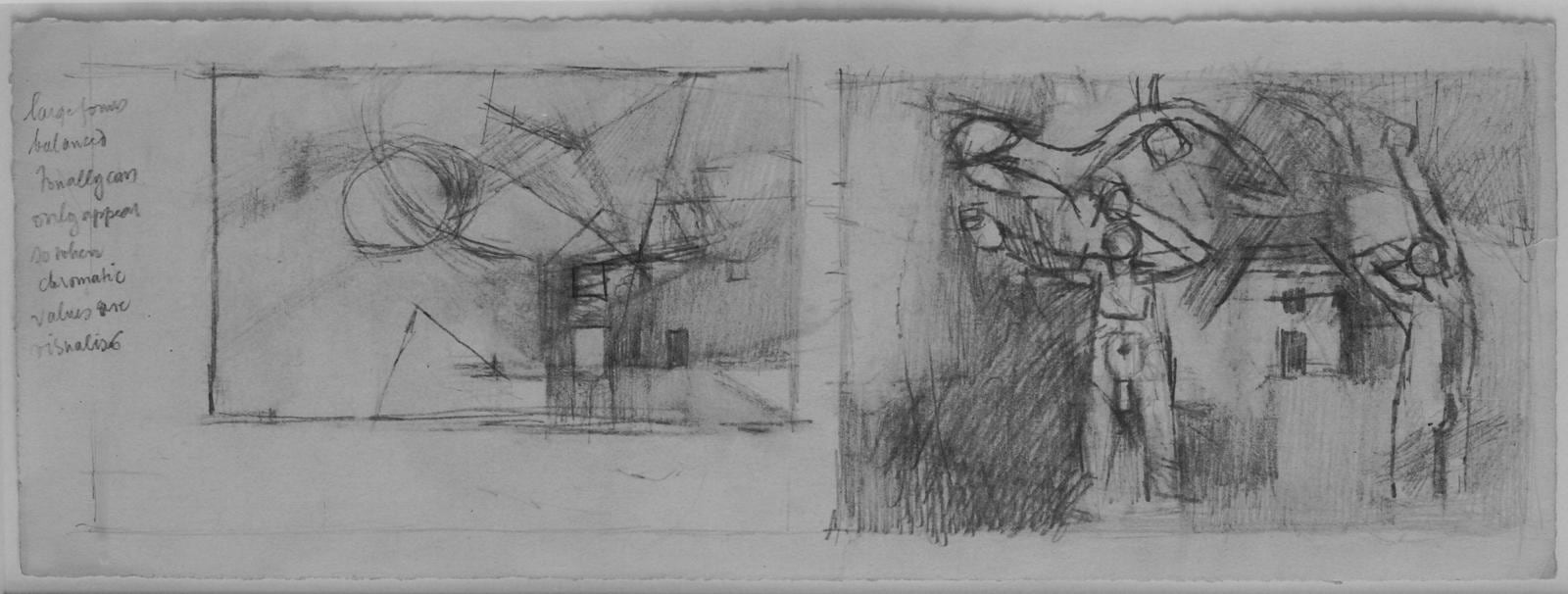 Keith Vaughan (1912-1977), Study for Fruit Picker, 1947. Pencil on paper, 12.7x35cm