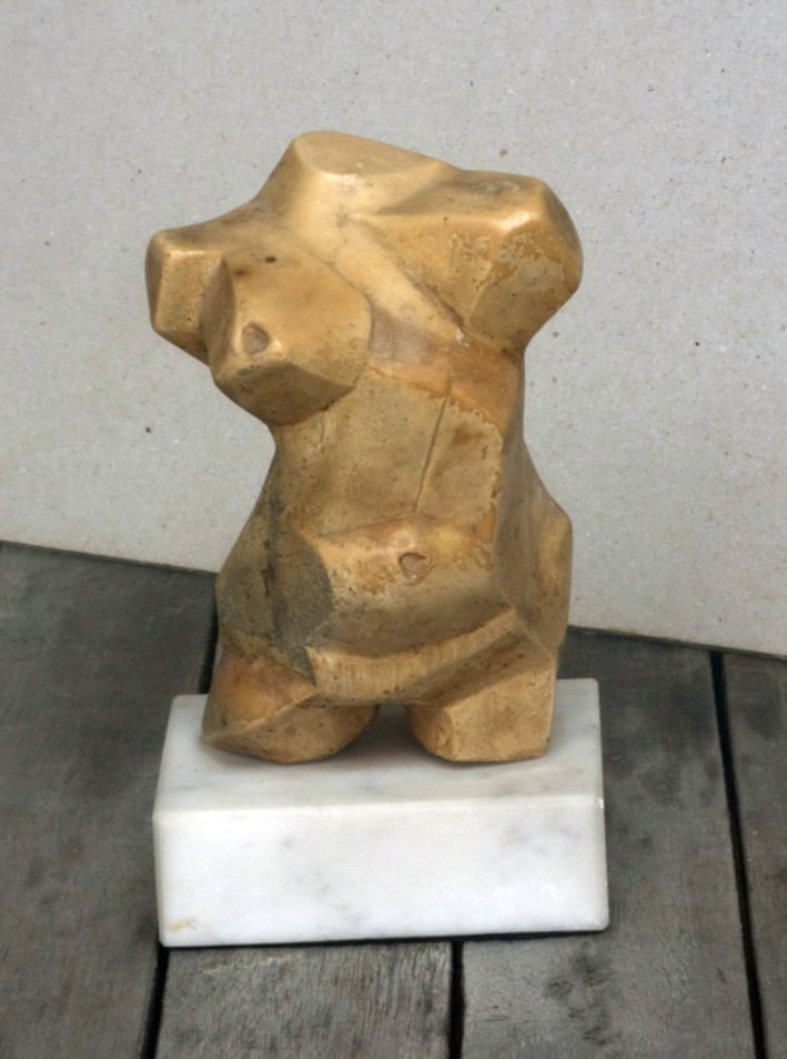 Torso, Plaster on marble plinth, H140mm by Bryan Ingham