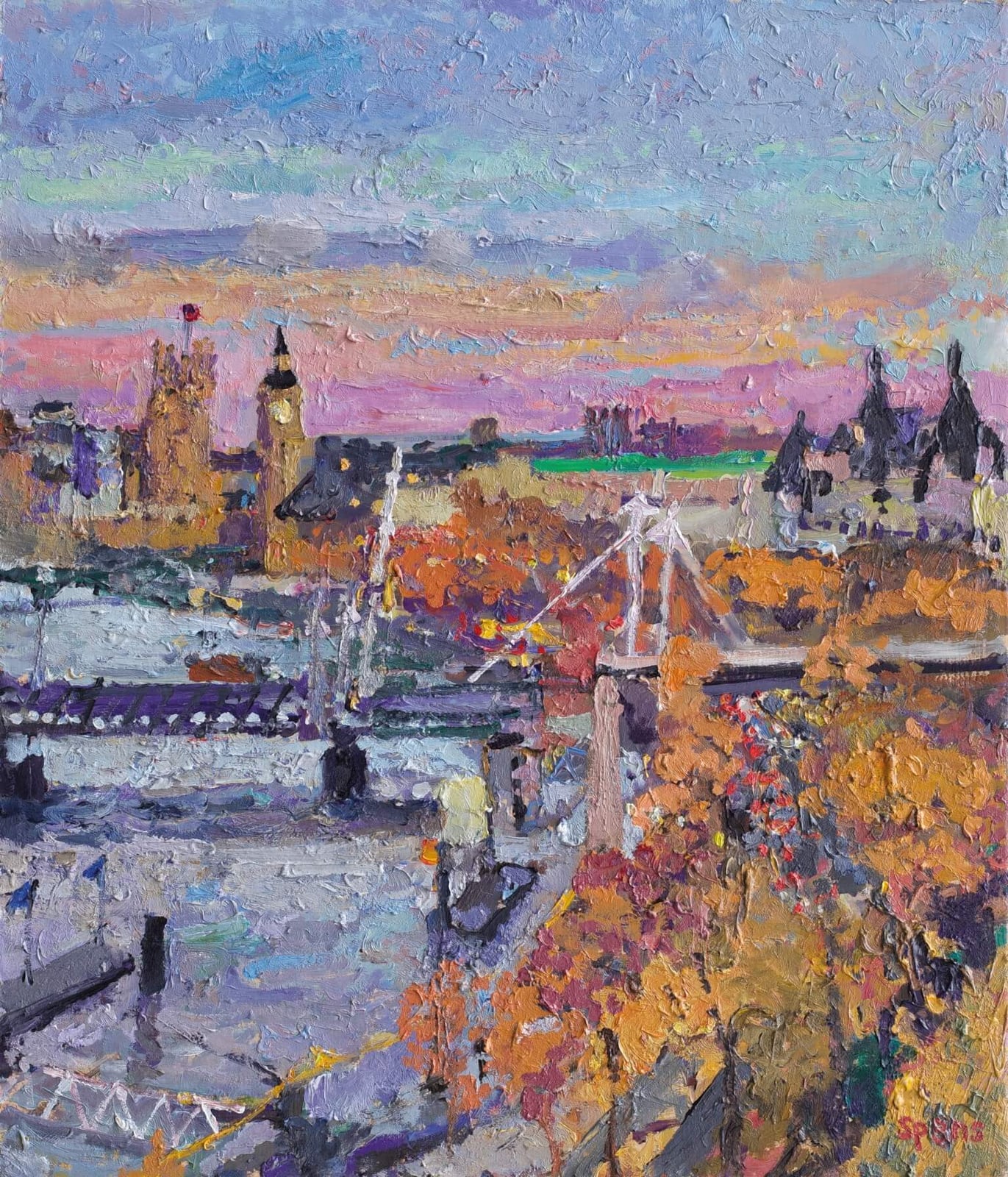21. Evening study, Westminster from Brettenham House. 2018.