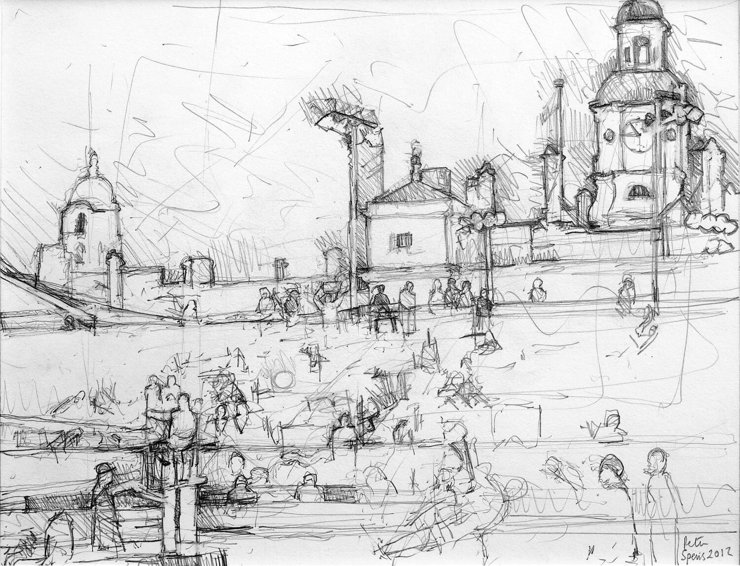 Courtside study, beach volleyball. 2012. Pencil on paper 20 x 26cm
