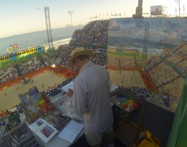 Drawing near sunset from the press stand, Rio