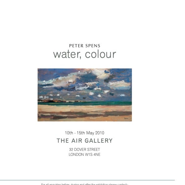 Water, Colour exhibition catalogue cover, Peter Spens, The Air Gallery, 2010