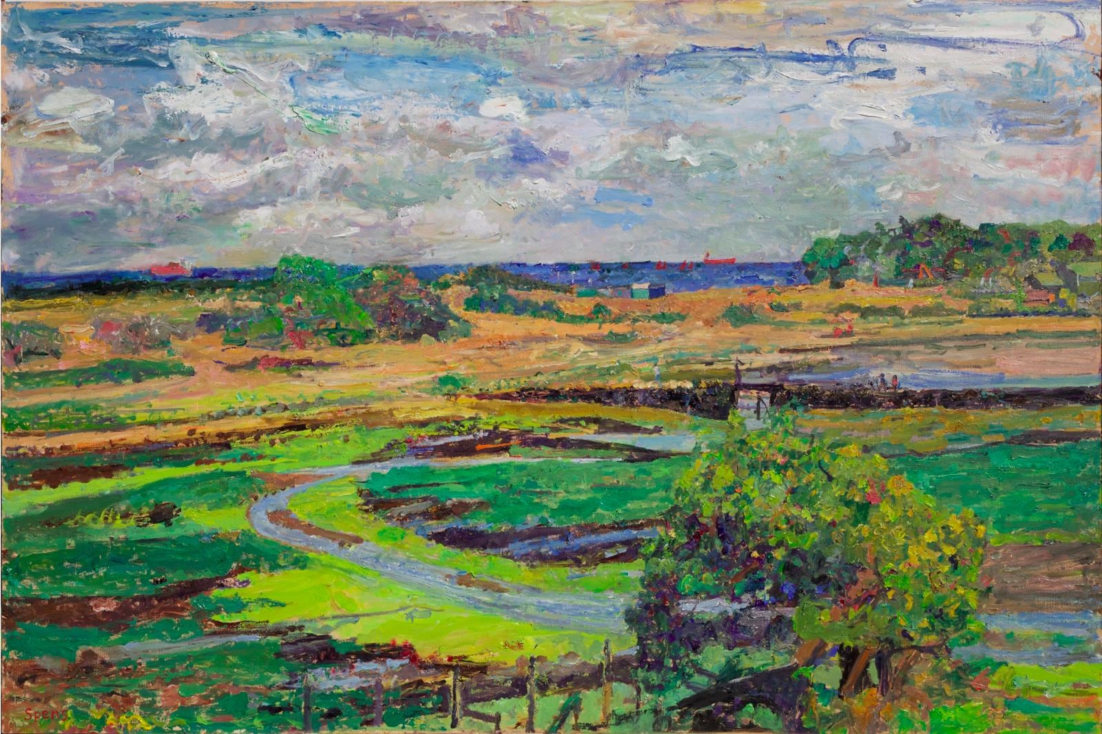 Bembridge Harbour from St Helens. 2015. Oil on board 81 x 122 cm
