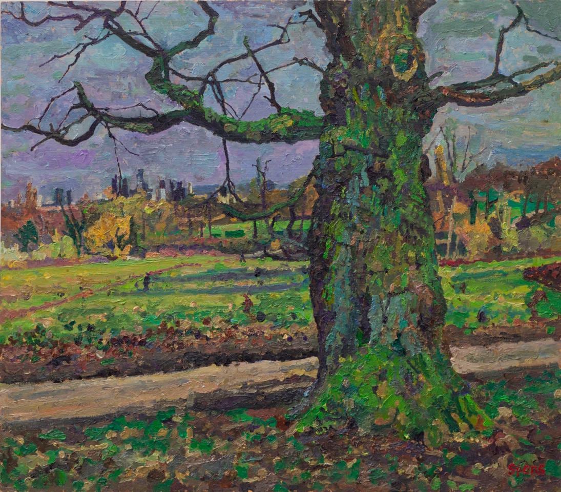 Oak tree Hampstead Heath, early spring. 53.5 x 70 cm