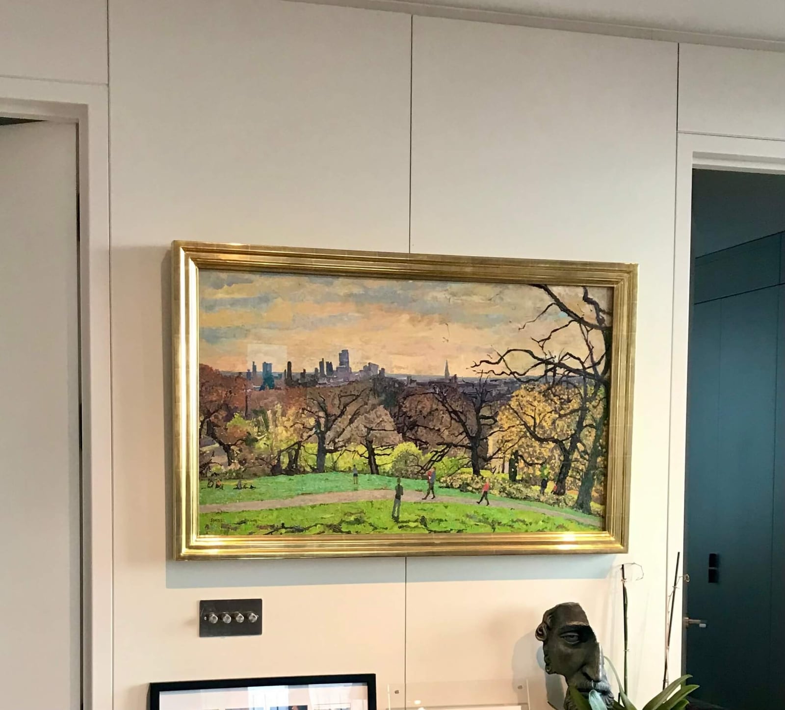 Painting installation in a dining room
