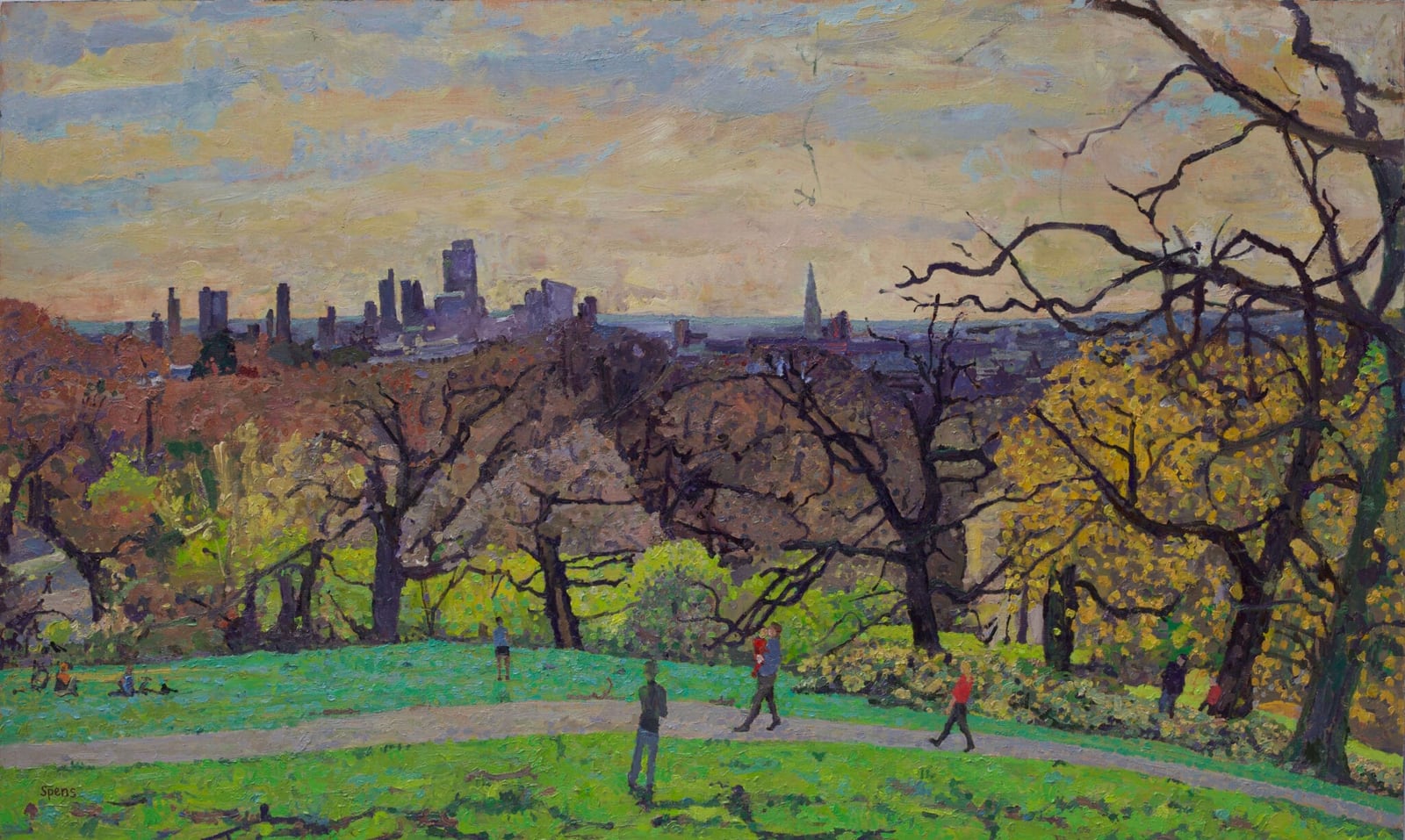 Early spring, the City from Hampstead Heath. 60.5 x 102 cm