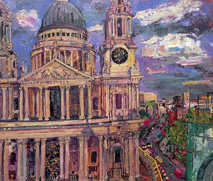 From the roof of One St Pauls Churchyard, Evening. 2006. 86.5 x 103 cm