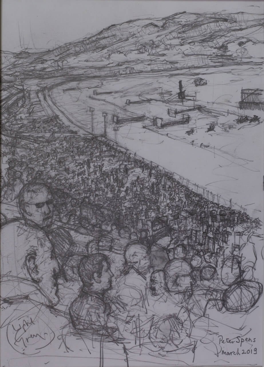 Cheltenham Racecourse, March 2019. Pencil on paper 26.1 x 18.8 cm. SOLD