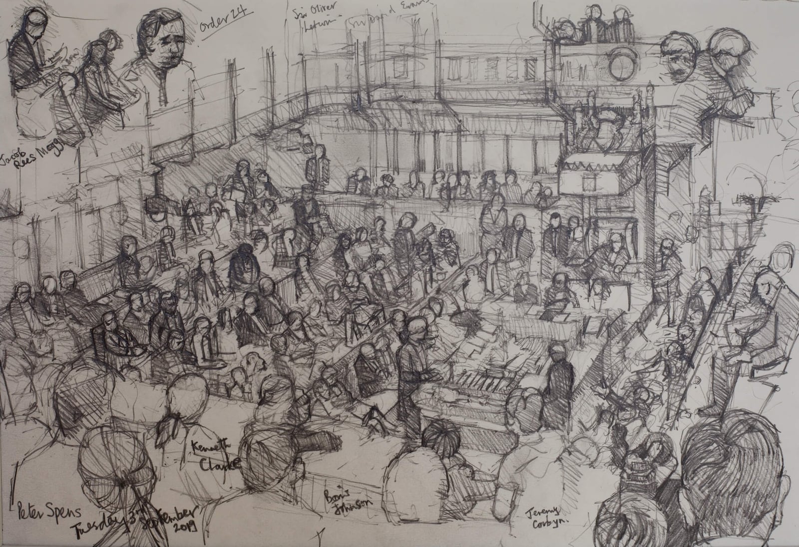 From the Public Gallery, Tuesday 3rd September 2019. 26.5 x 39 cm