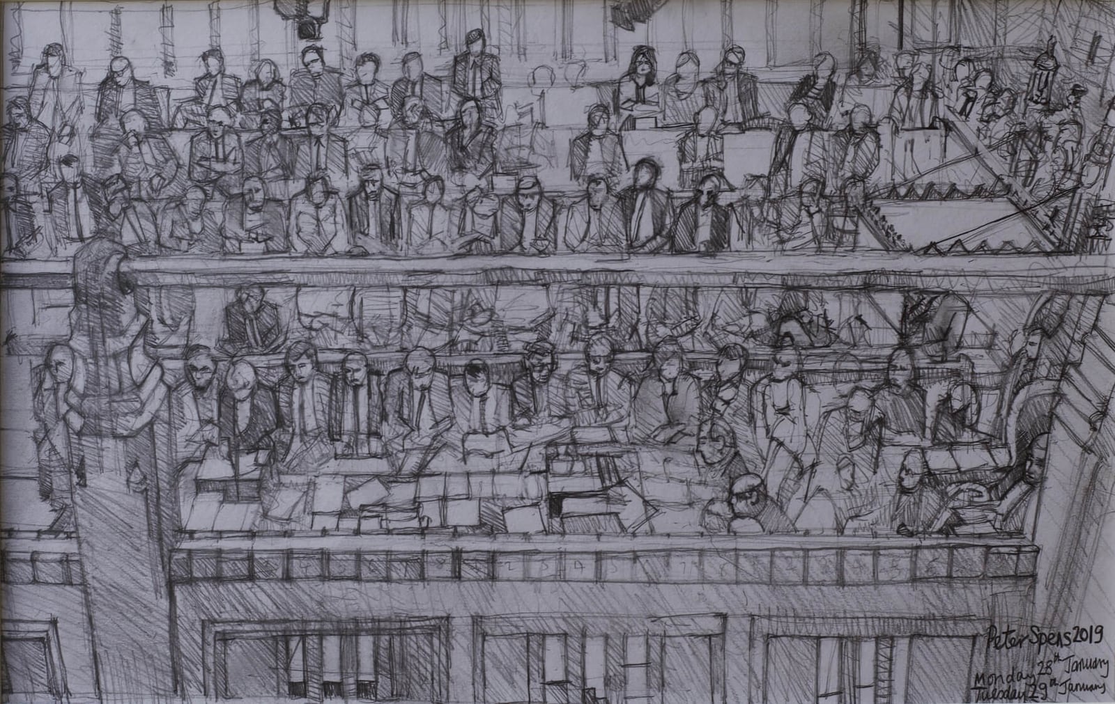 Conservative Benches Monday 28th and Tuesday 29th January 2019. 25 x 39.6 cm