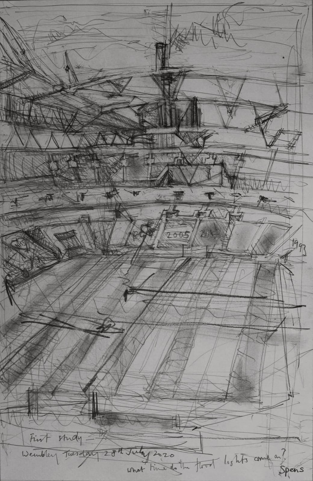 Wembley first study. 39 x 25.5 cm