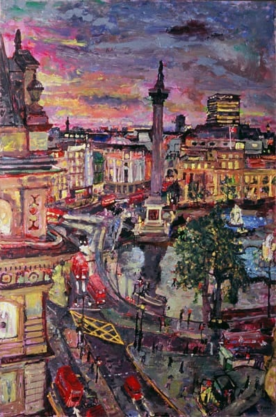 Rain, Trafalgar Square from 7th Floor, 5 Strand 2006 by Peter Spens