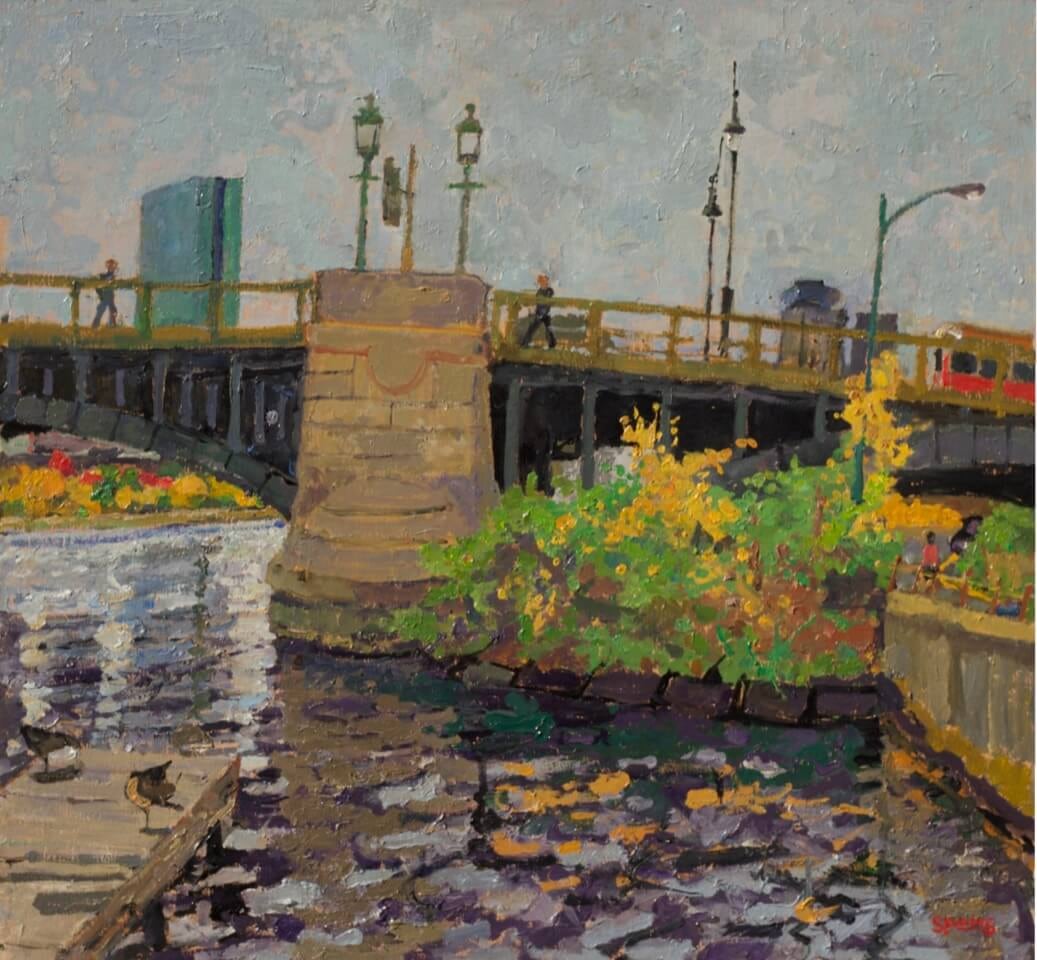 Longfellow Bridge, Boston. 2022. Oil on board 33 x 36 cm