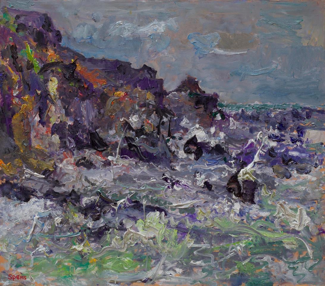 High tide, Rinsey. 2019. Oil on board 53.5 x 61 cm