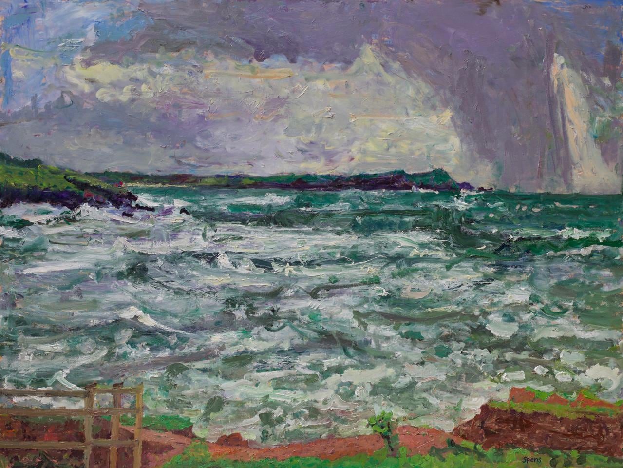 March storm Polzeath. 2019. Oil on board 91 x 121 cm