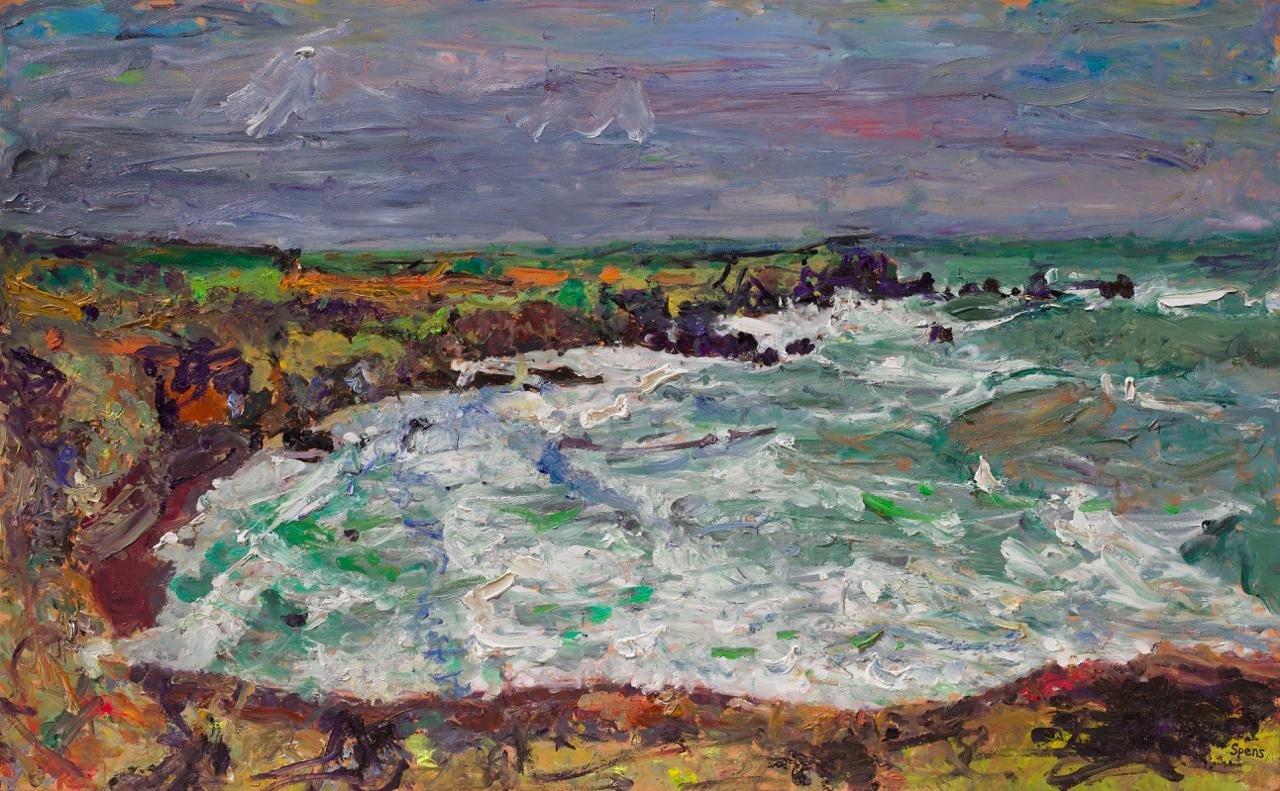 Storm, Lizard Point. 2018. Oil on board 74 x 119.5 cm