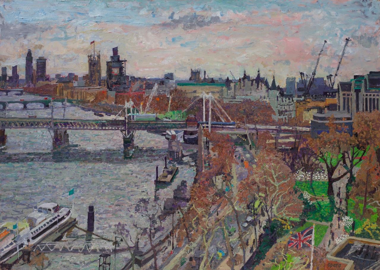 Winter, Westminster from Brettenham House. 92.5 x 131.5 cm
