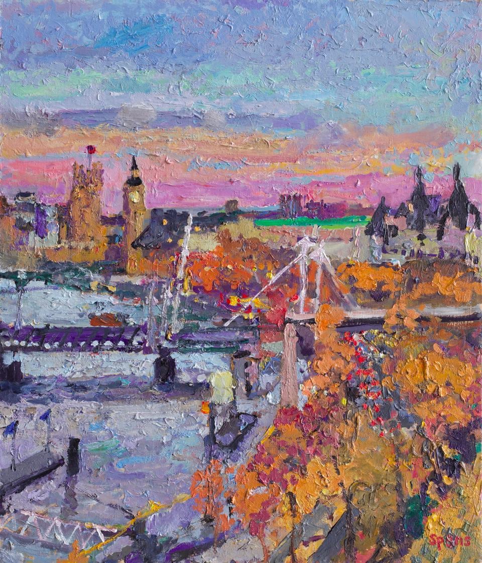 Evening study, Westminster from Brettenham House. 2019. 36 x 30.5 cm