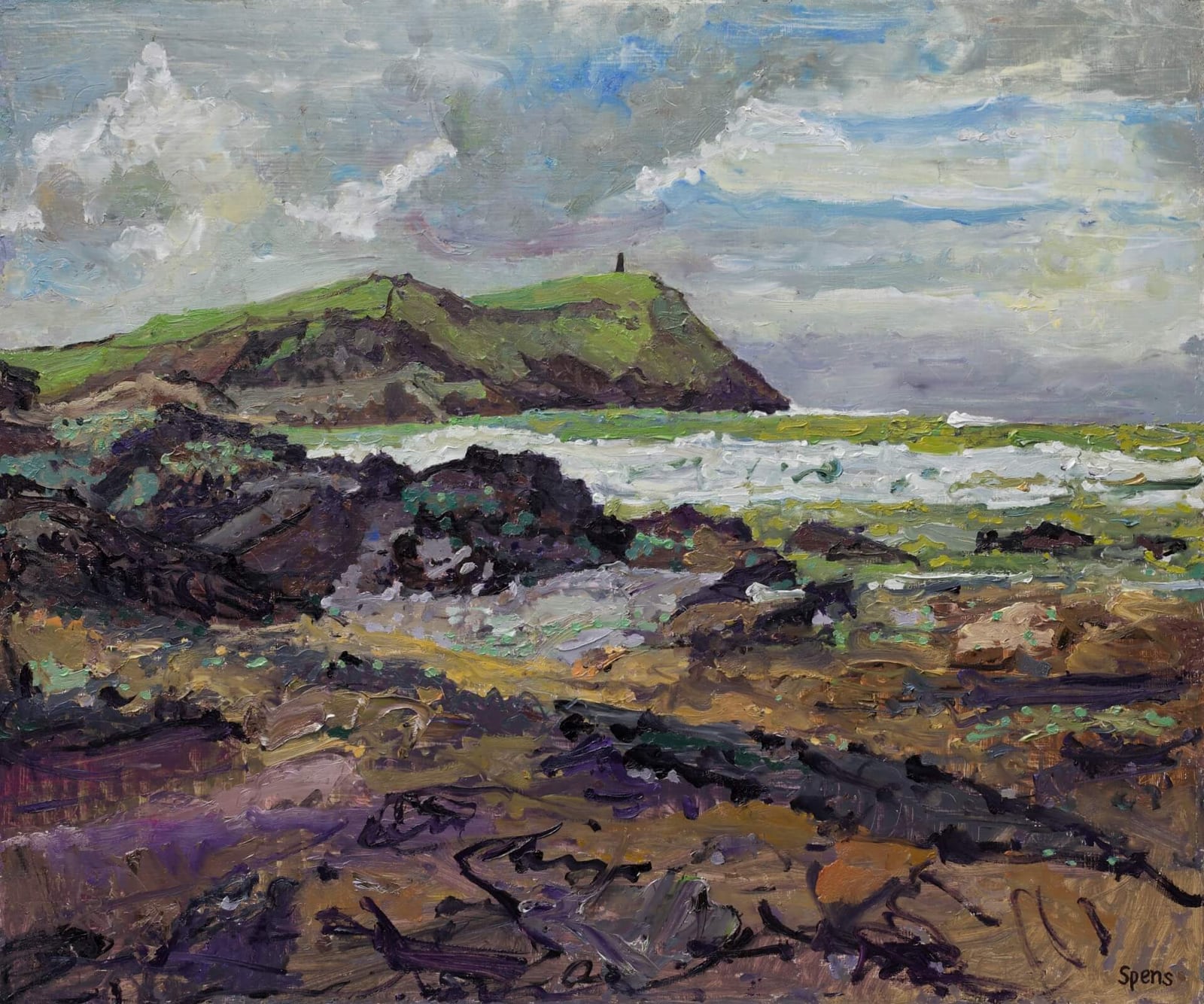 March Gale, Polzeath. 2019. Oil on board 60.9 x 72.7 cm