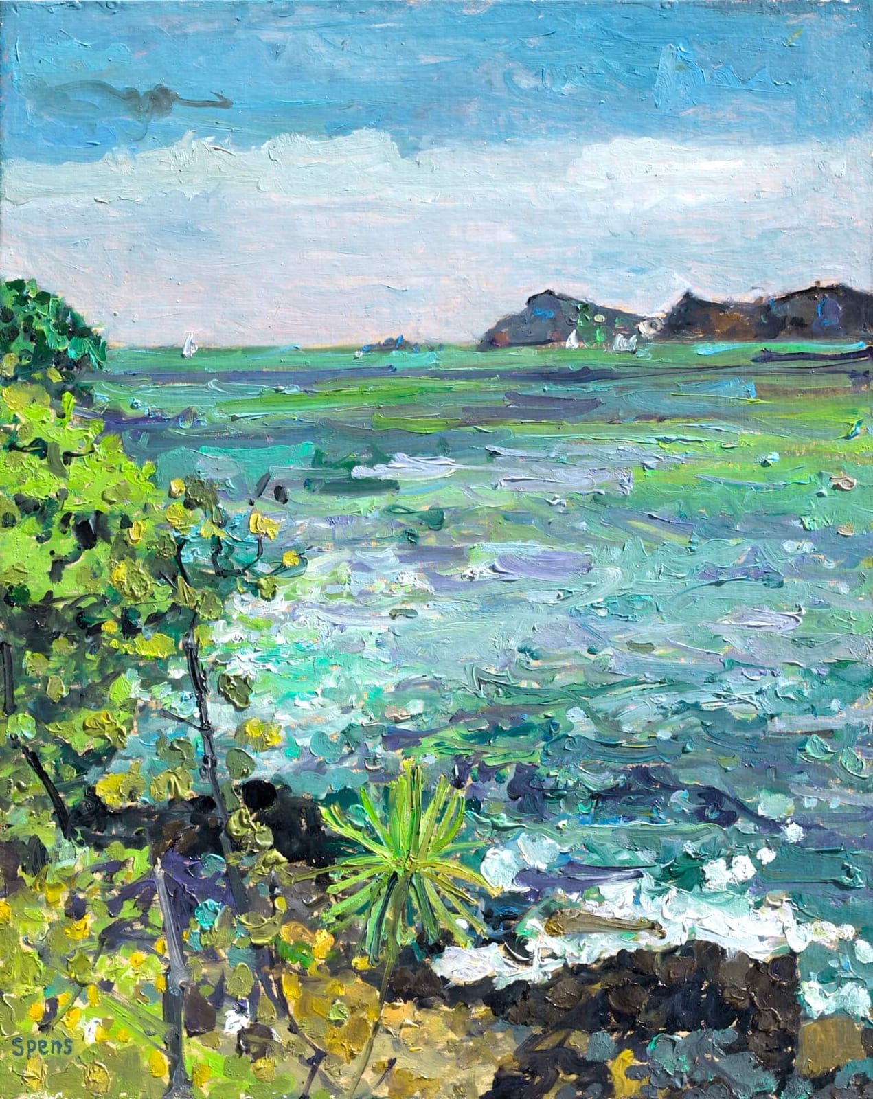 Waitangi Treaty Grounds NZ. 2019. Oil on board 33.8 x 26.9 cm. SOLD