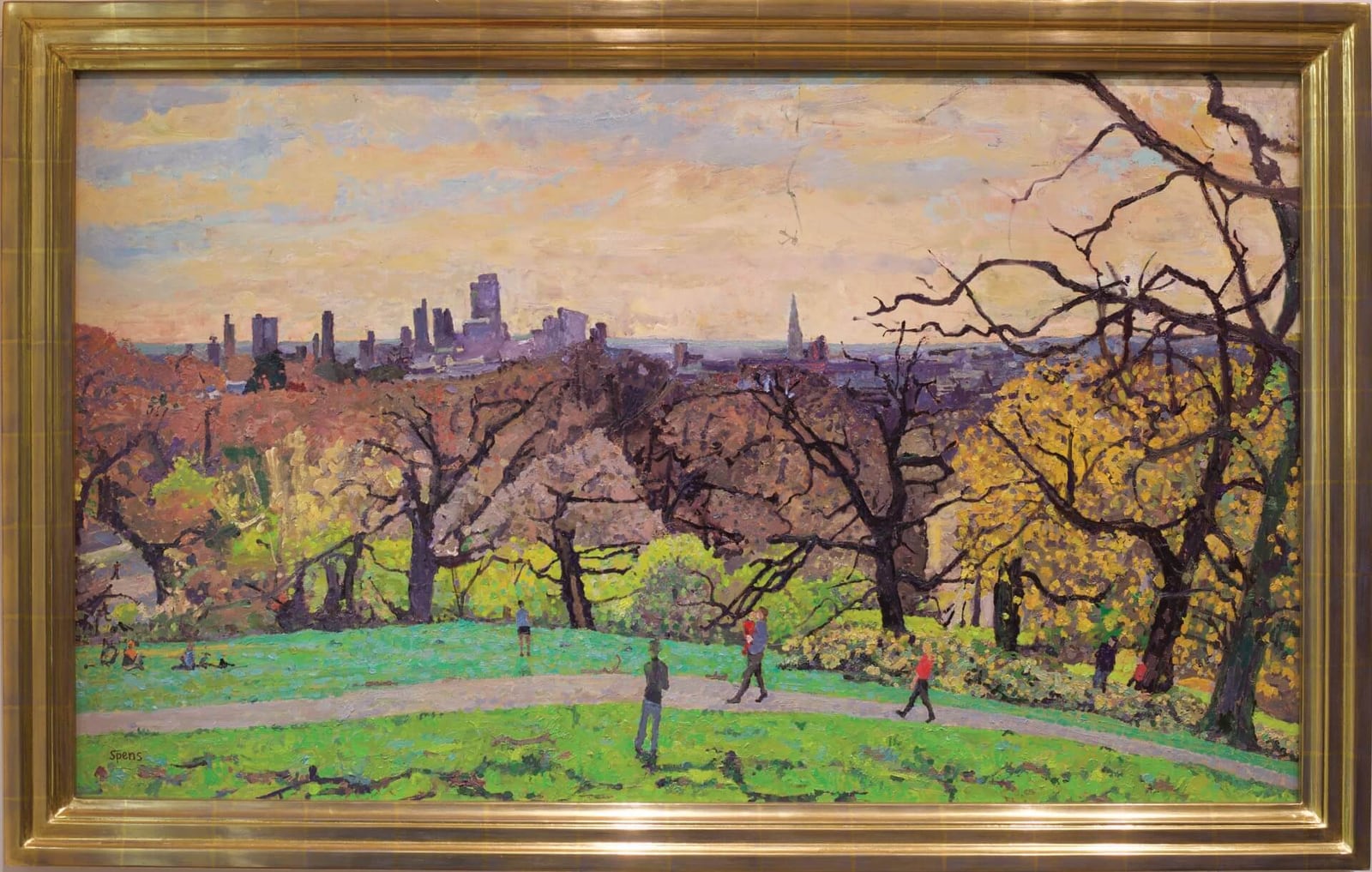 Early spring, the City from Hampstead Heath. 60.5 x 102 cm (framed)
