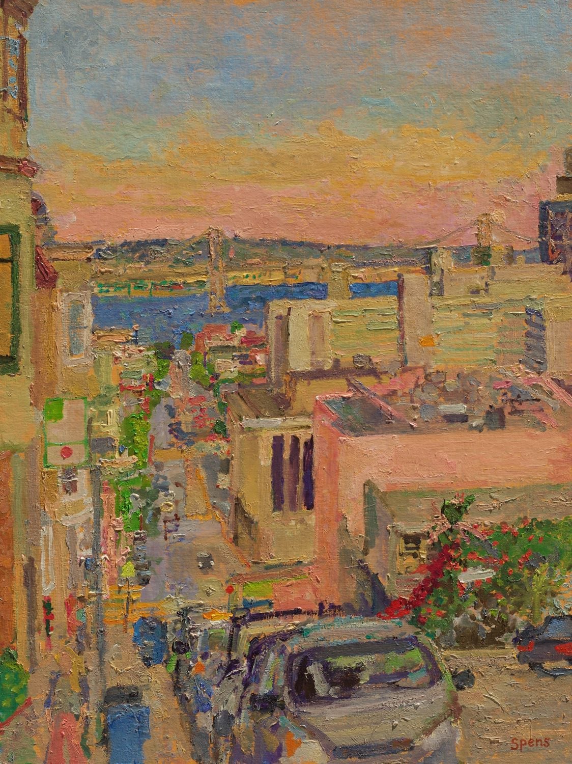 Evening Taylor / Broadway SF. 2023. Oil on board 33 x 40 cm. SOLD